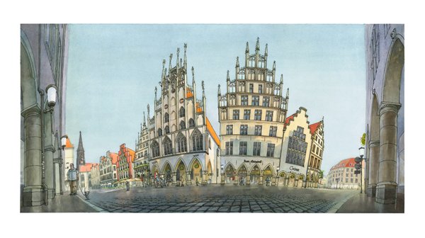 Limitierter Druck - Prinzipalmarkt Münster - Bild, Zeichnung