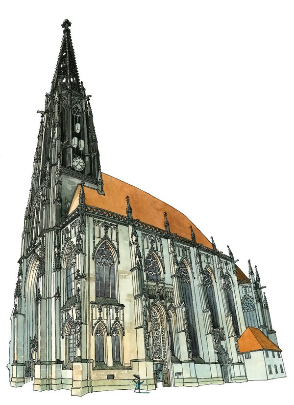 Limitierter Druck - Lambertikirche Münster - Bild, Zeichnung